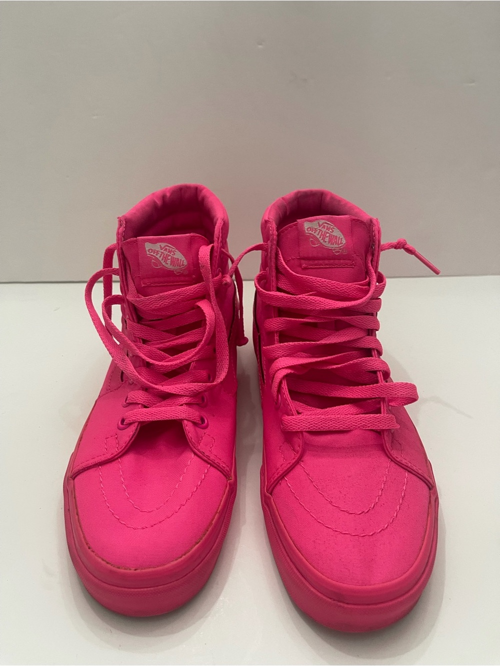 Vans Sk8-Hi Kids US Size 8 W Size M 6.5 Hi Top NEON PINK Skate Shoes Sneakers - Picture 3 of 8
